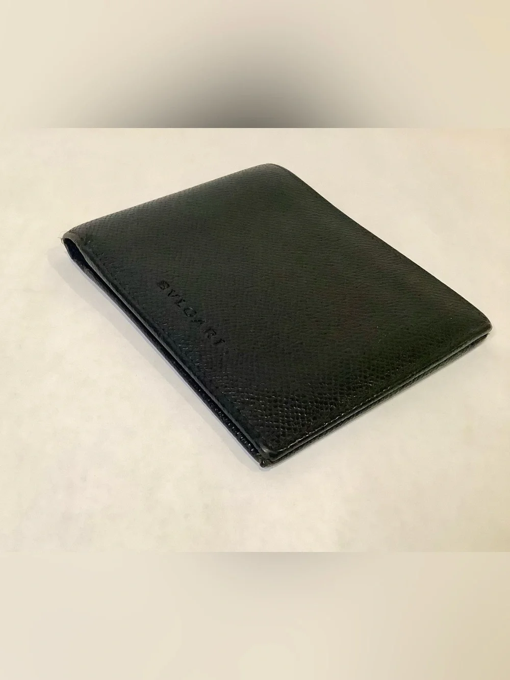 Bulgari Black Textured Leather Card & Key Wallet